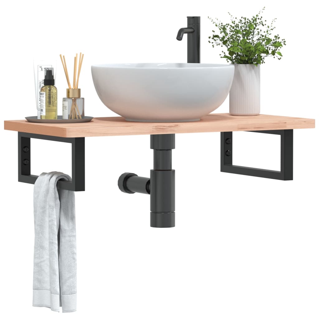 Shelf Brackets for Washbasin 2 pcs Black Rectangular Steel