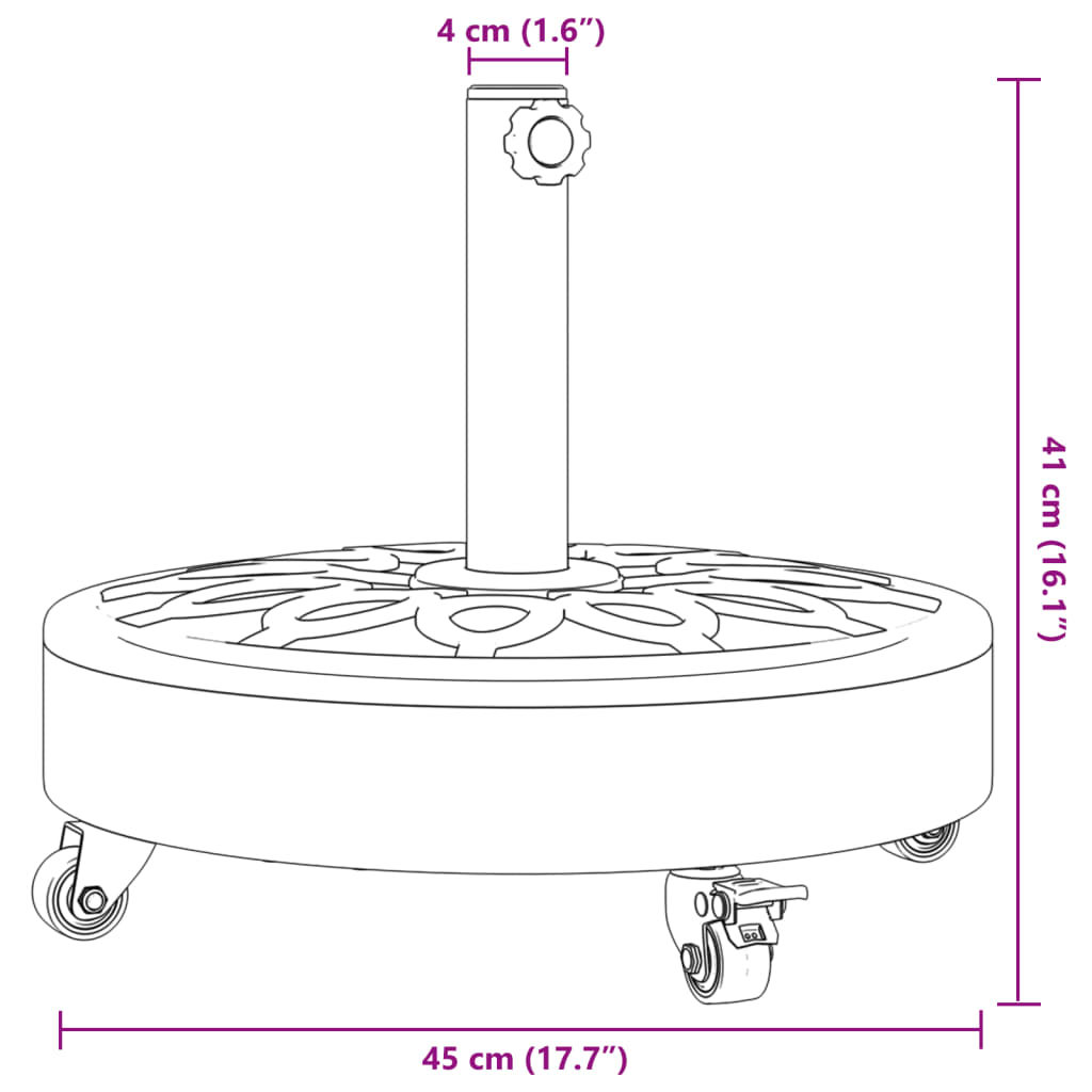 Parasol Base with Wheels for Ø38 / 48 mm Poles 27 kg Round