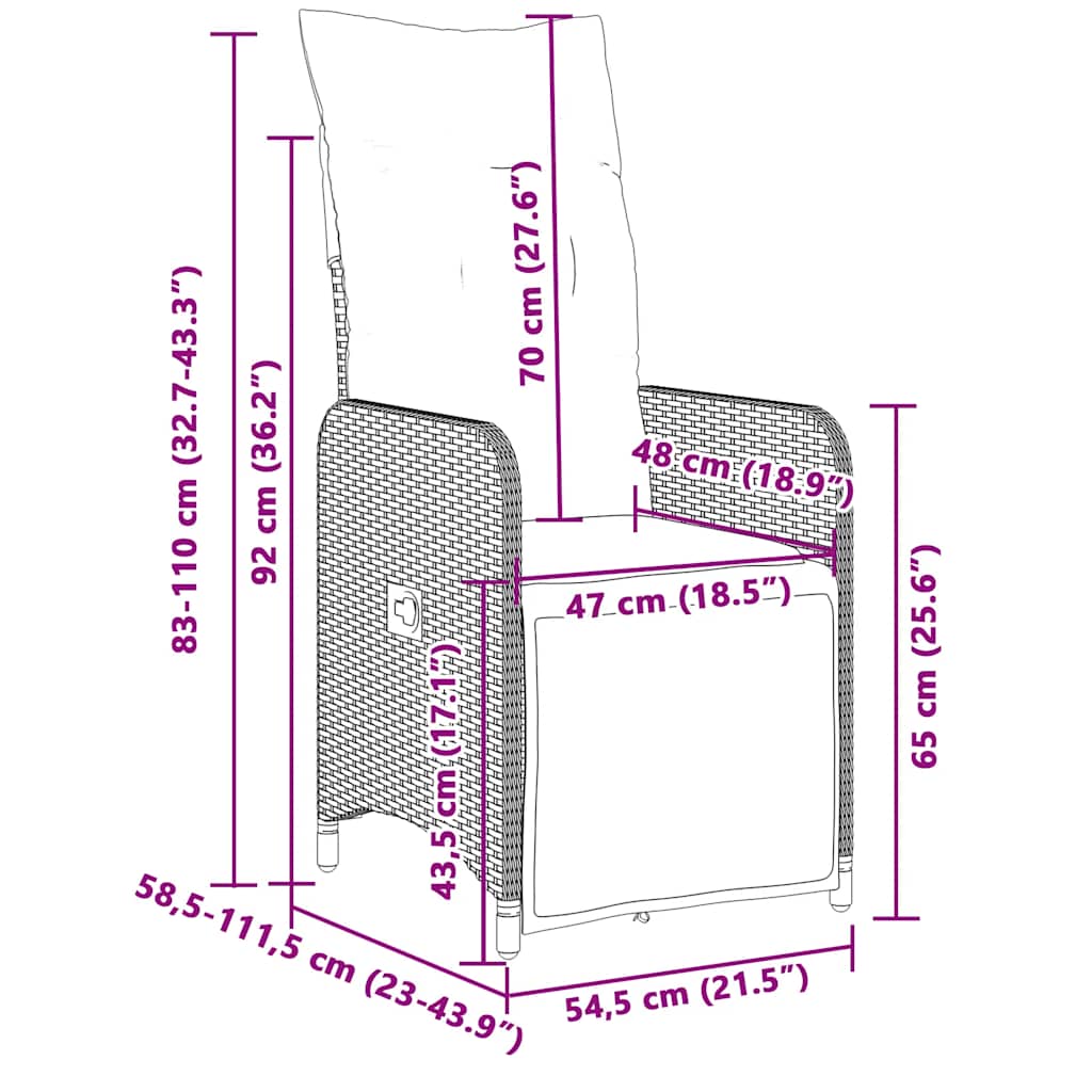 3 Piece Garden Bistro Set with Cushions Black Poly Rattan