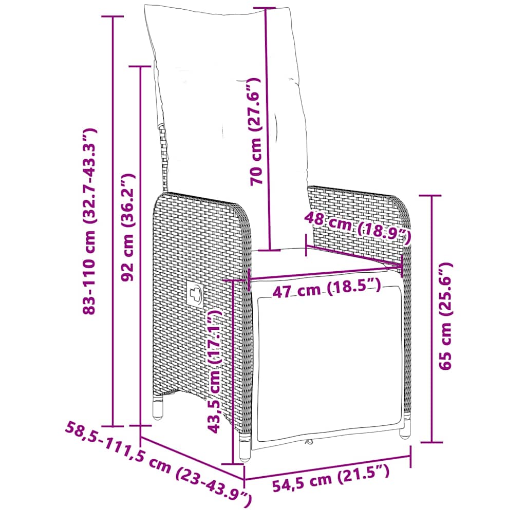 3 Piece Garden Bistro Set with Cushions Grey Poly Rattan
