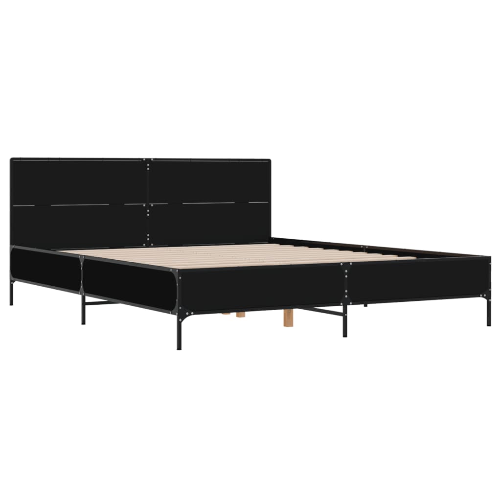Bed Frame without Mattress Black 135x190 cm