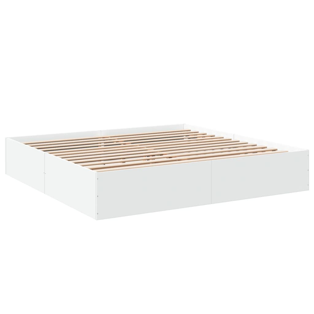 Bed Frame without Mattress White 183x203 cm King