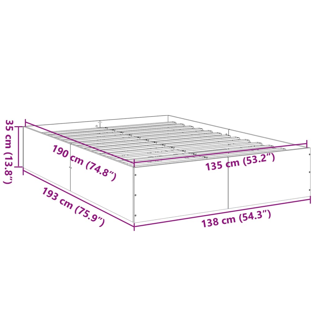 Bed Frame without Mattress White 135x190 cm