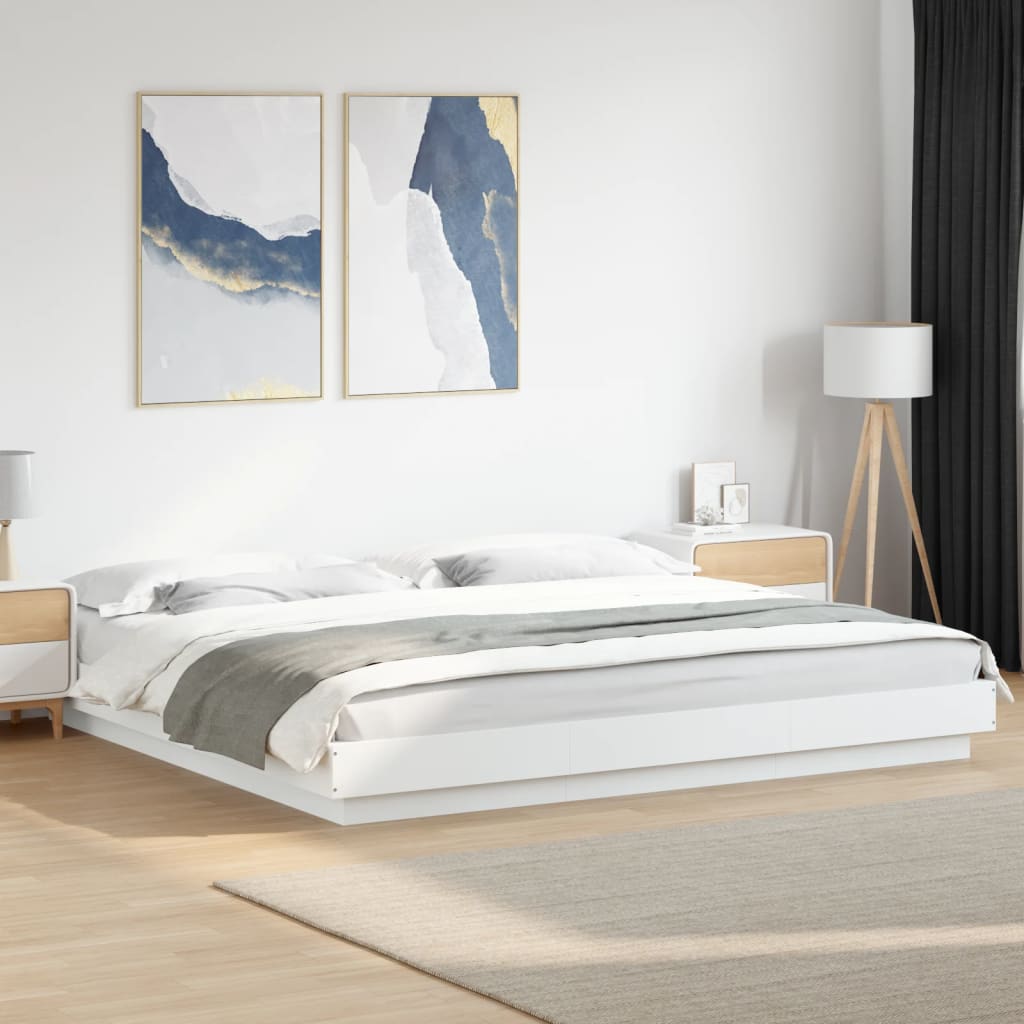Bed Frame without Mattress White 183x203 cm King