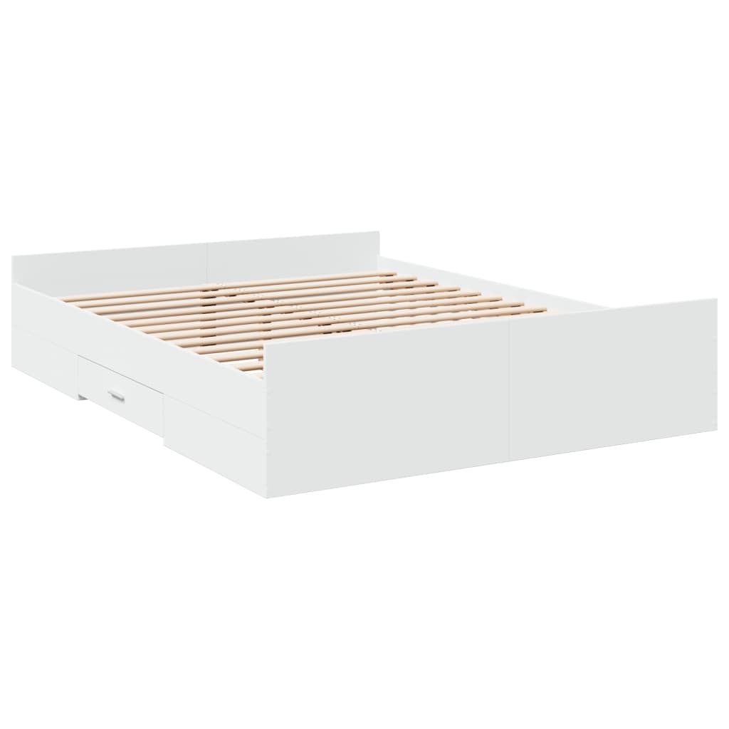 Bed Frame with Drawers without Mattress White 150x200 cm