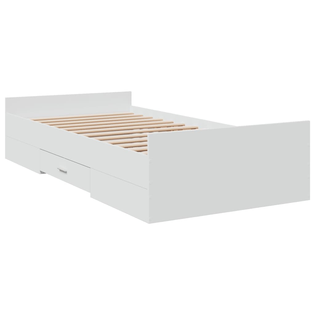 Bed Frame with Drawers without Mattress White 90x190 cm