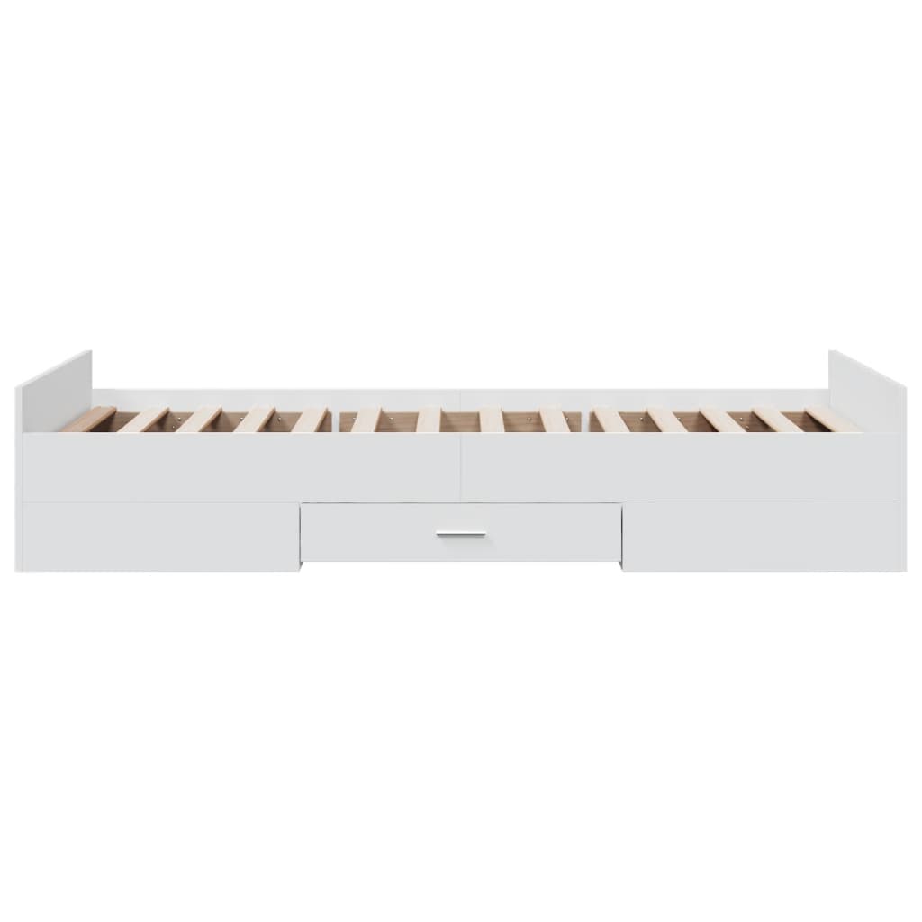 Bed Frame with Drawers without Mattress White 90x190 cm