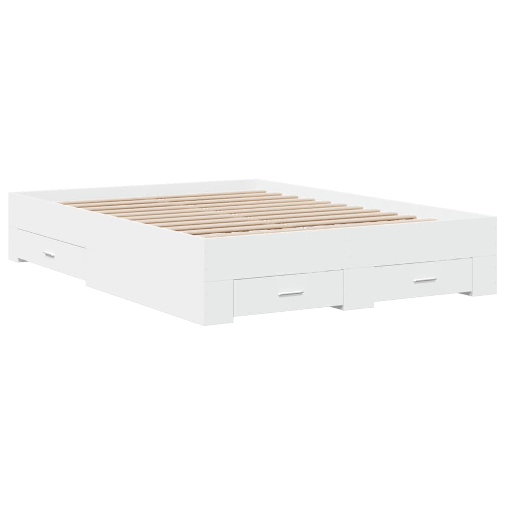 Bed Frame with Drawers without Mattress White 135x190 cm