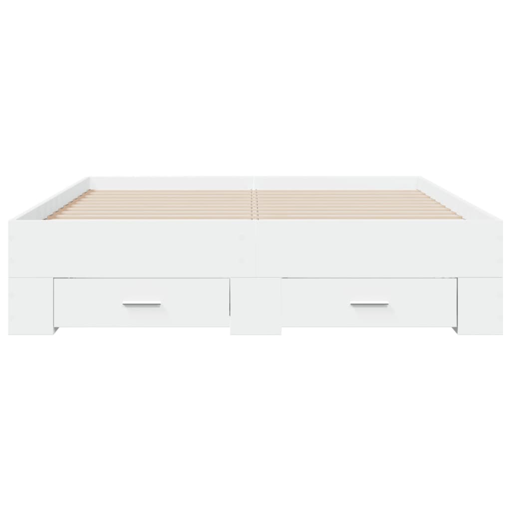 Bed Frame with Drawers without Mattress White 135x190 cm