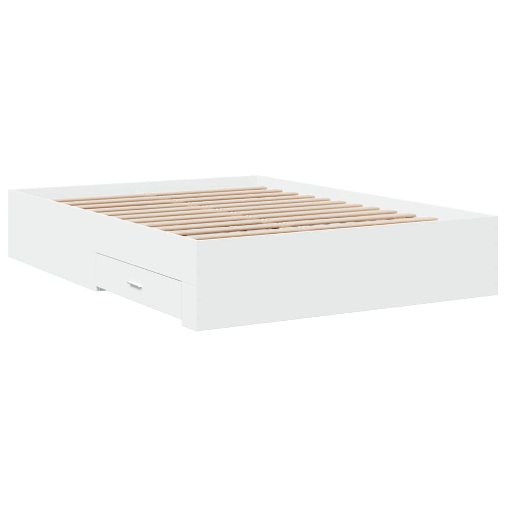 Bed Frame with Drawers without Mattress White 135x190 cm