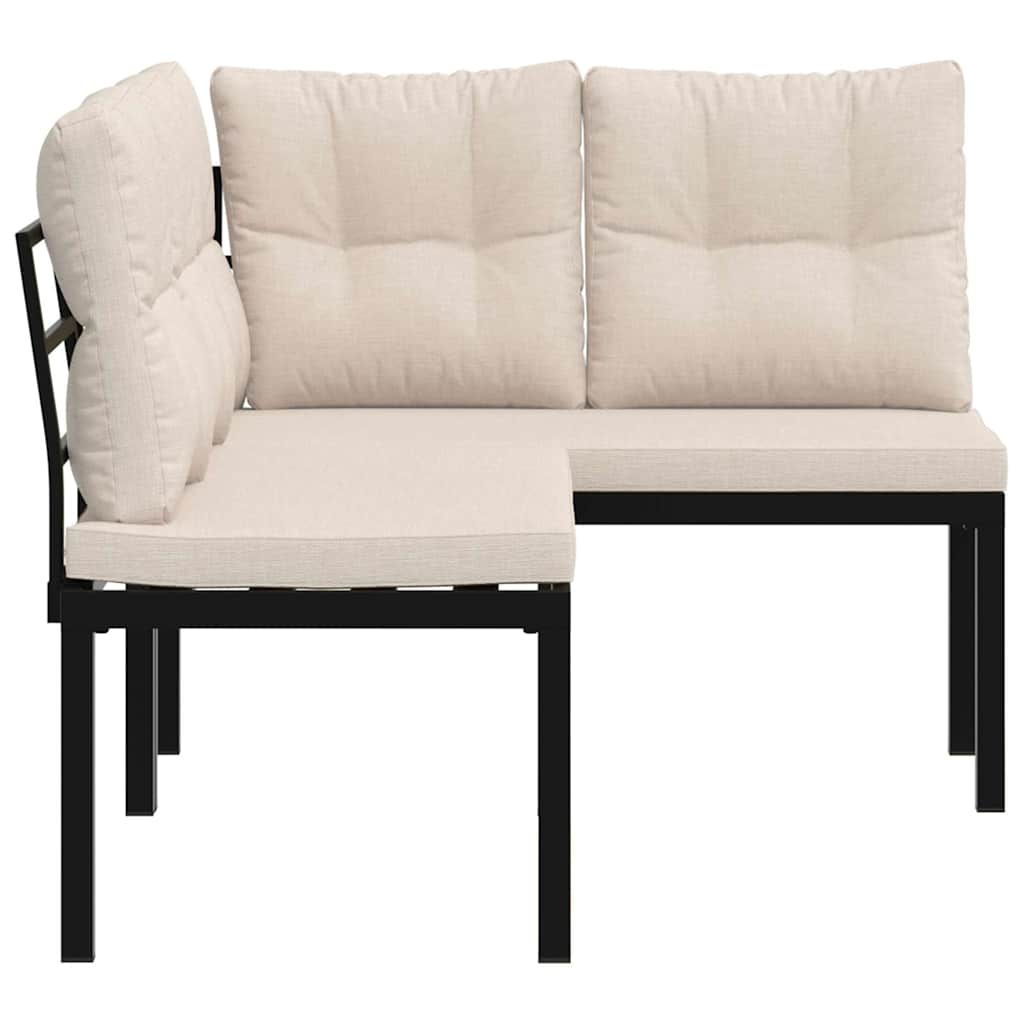 Garden Benches 2 pcs with Cushions Black Powder-coated Steel