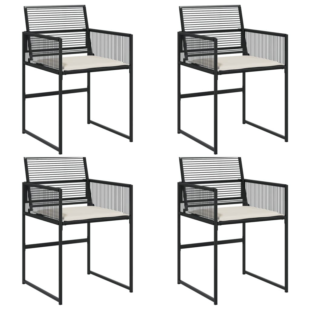 Garden Chairs with Cushions 4 pcs Black Poly Rattan