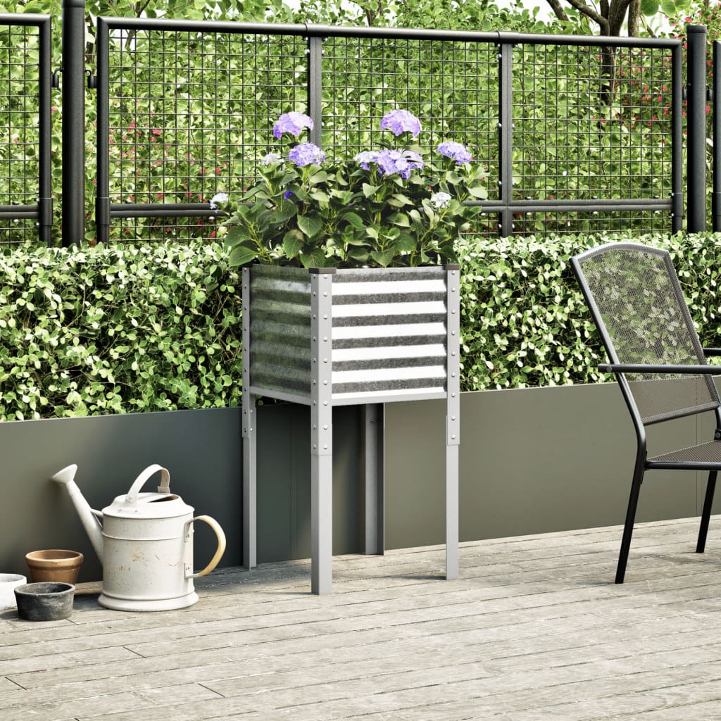 Garden Planter 45x45x88 cm Galvanised Steel