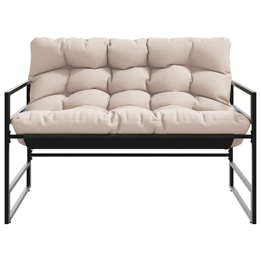 Garden Bench with Cushion Taupe 113 cm Steel