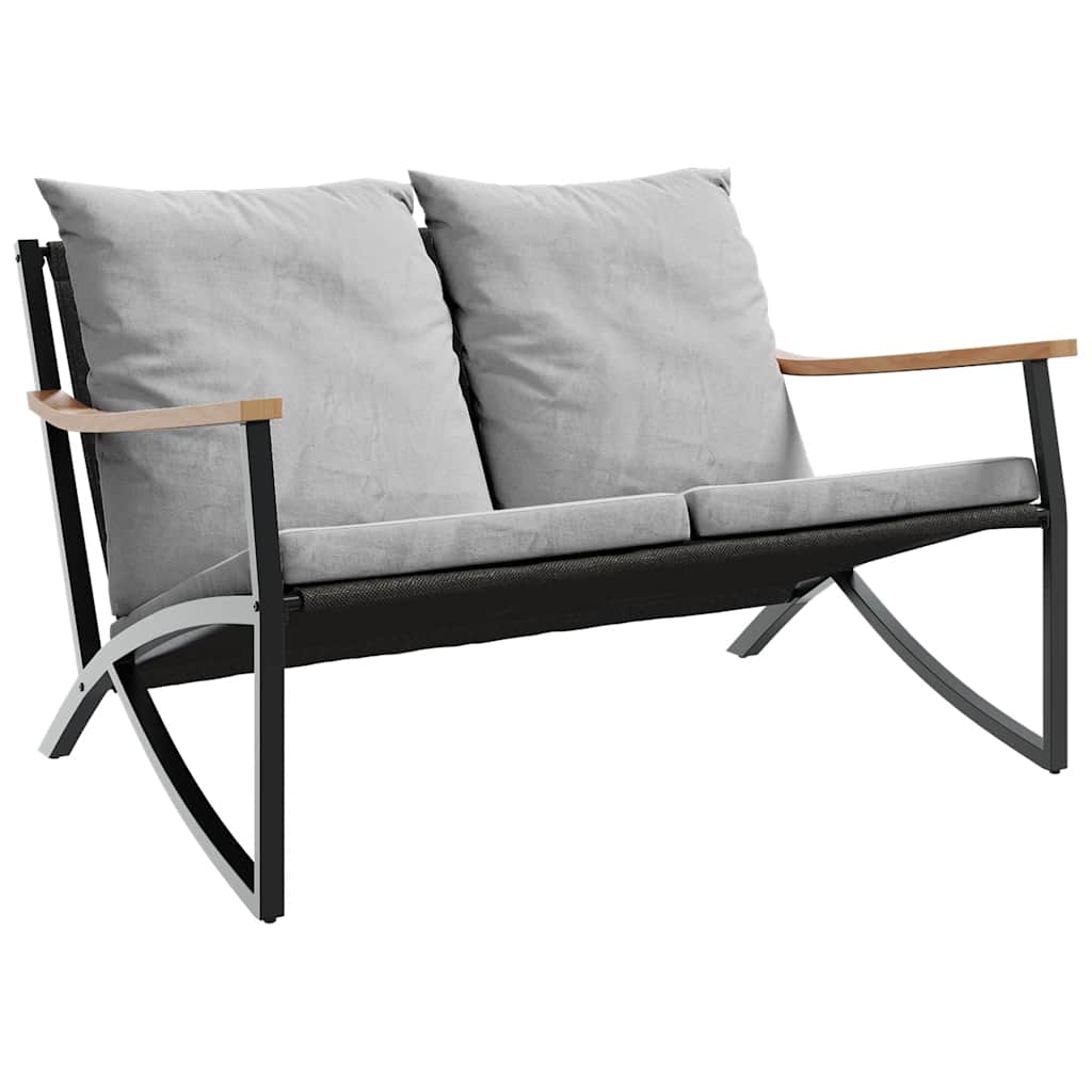 Garden Bench with Cushions 120 cm Black Steel