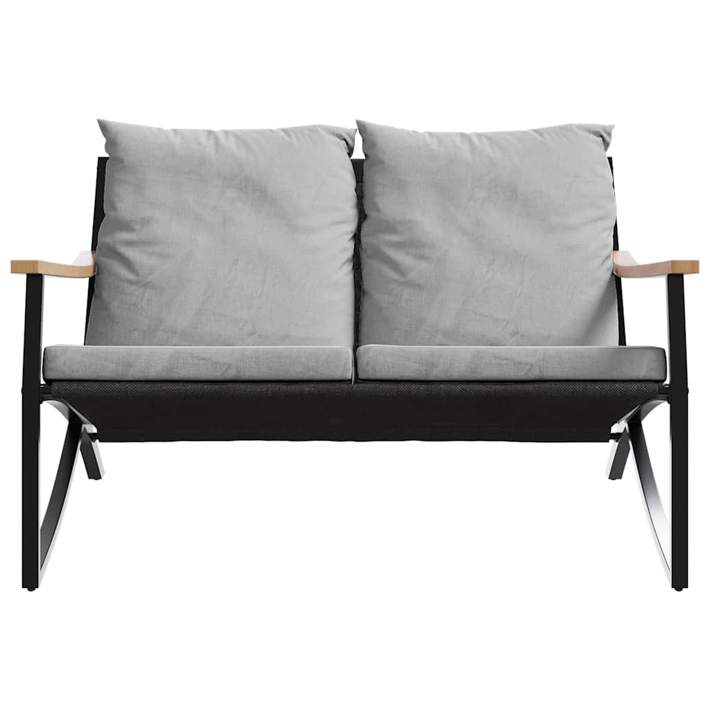 Garden Bench with Cushions 120 cm Black Steel