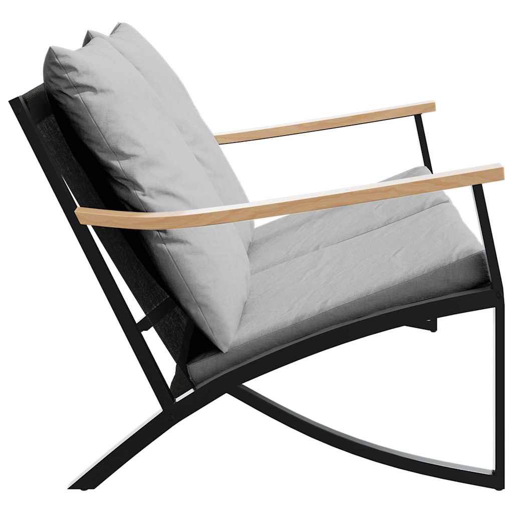 Garden Bench with Cushions 120 cm Black Steel