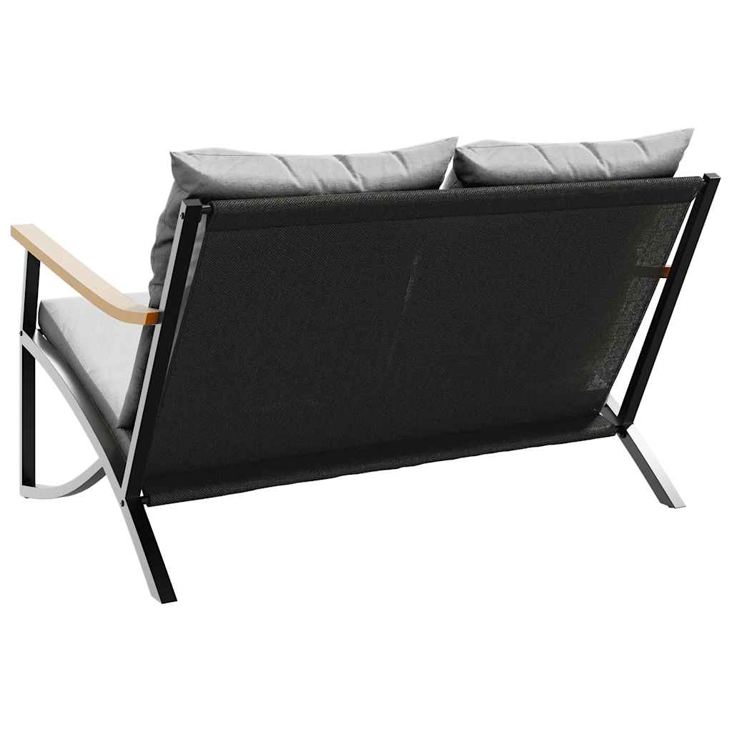 Garden Bench with Cushions 120 cm Black Steel