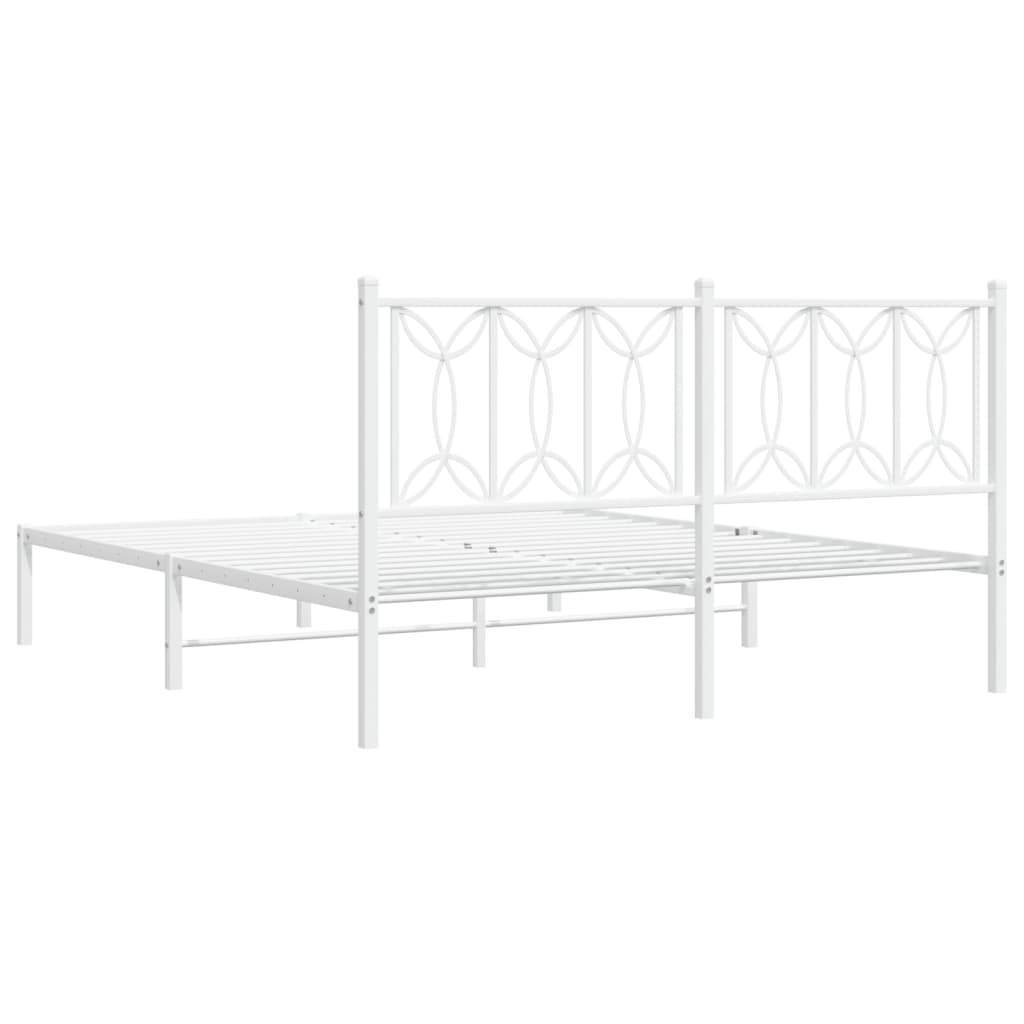 Metal Bed Frame without Mattress with Headboard White 150x200 cm