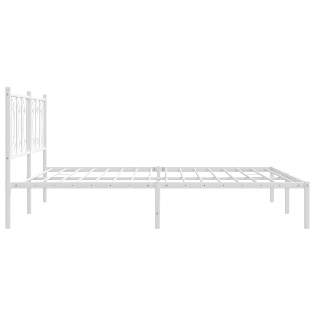 Metal Bed Frame without Mattress with Headboard White 183x203 cm King