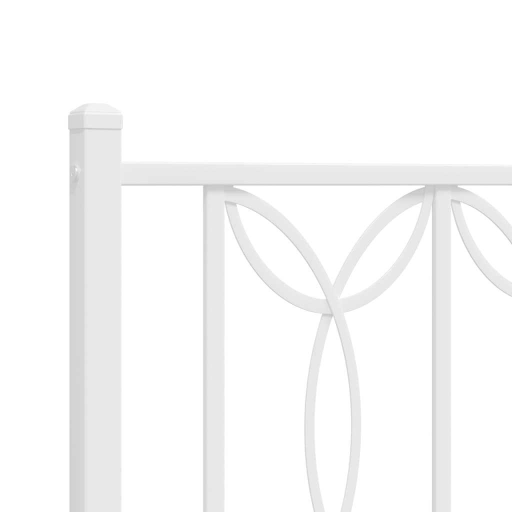 Metal Bed Frame without Mattress with Headboard White 183x203 cm King