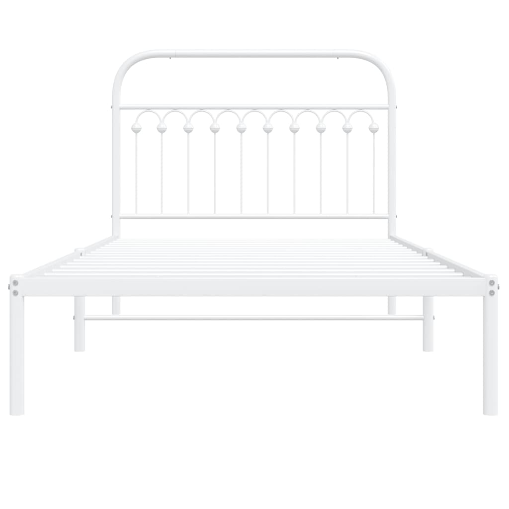 Metal Bed Frame without Mattress with Headboard White 107x203 cm King Single