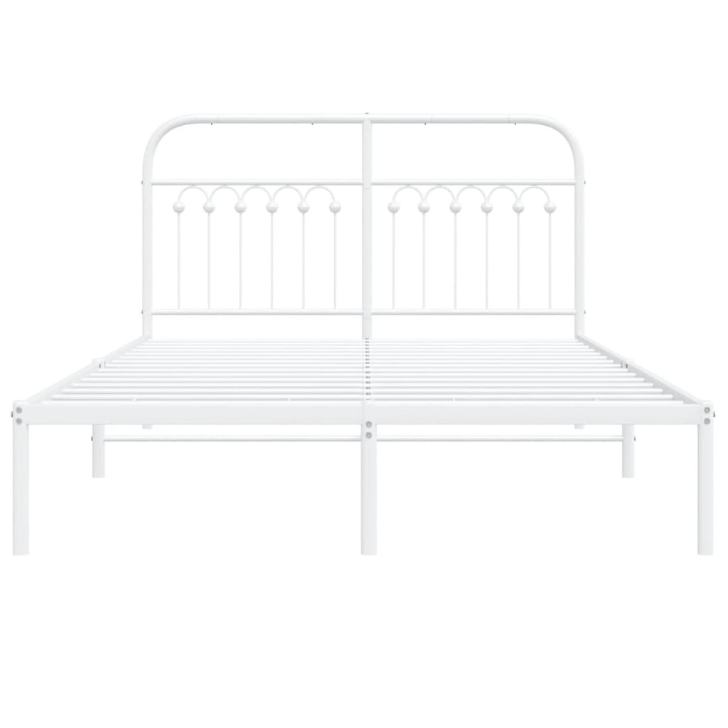 Metal Bed Frame without Mattress with Headboard White 135x190 cm