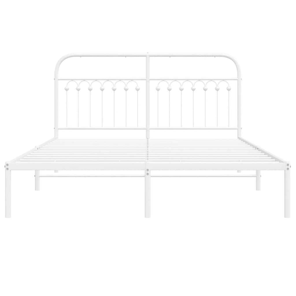 Metal Bed Frame without Mattress with Headboard White 150x200 cm