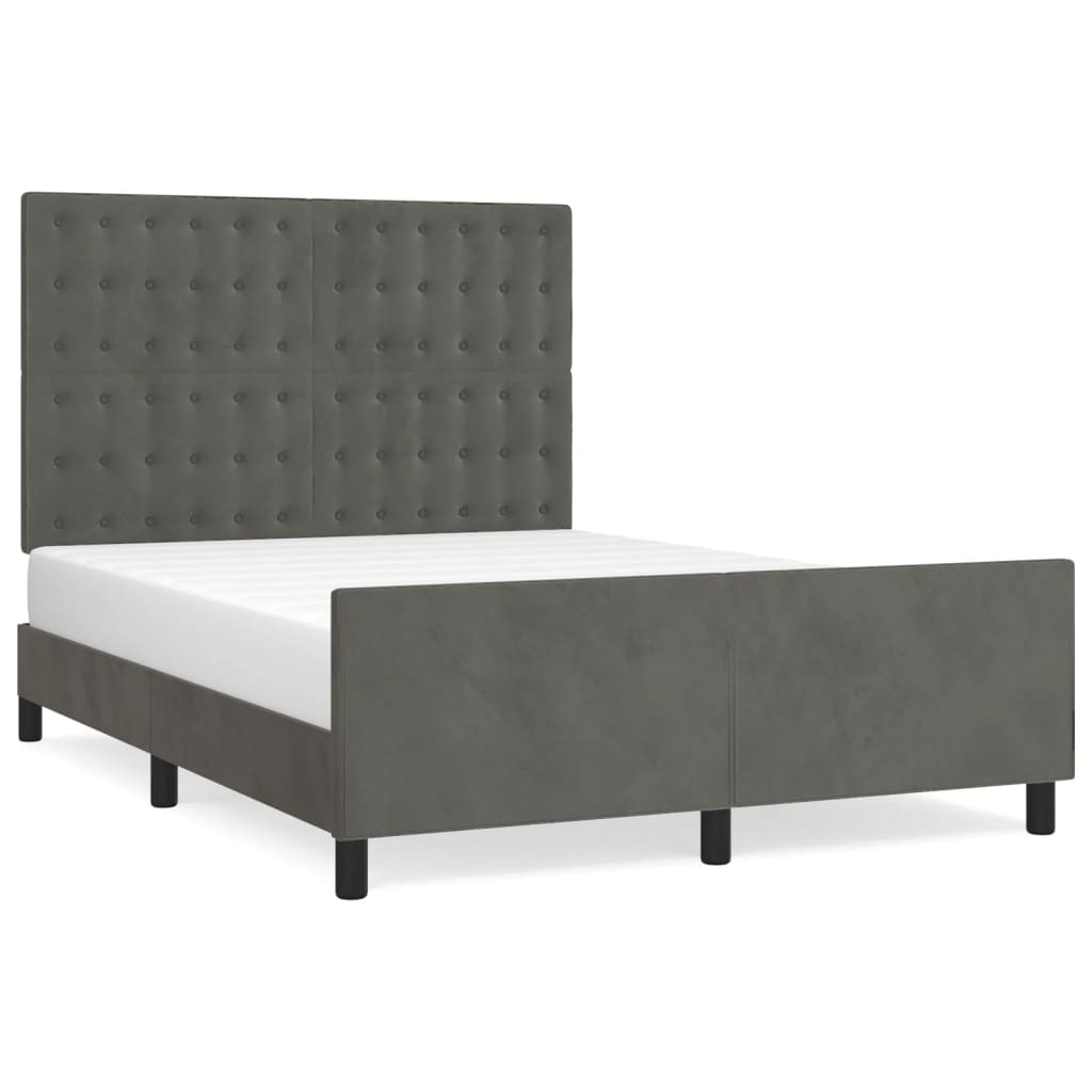 Bed Frame without Mattress Dark Grey 137x187 cm Double Velvet