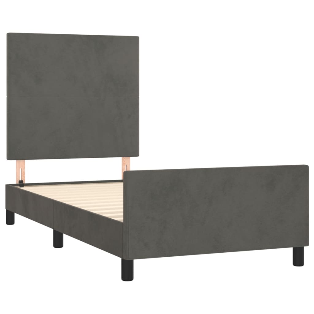 Bed Frame without Mattress Dark Grey 107x203 cm King Single Size Velvet