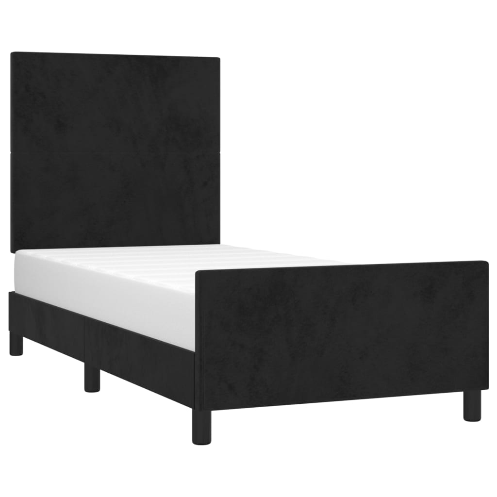 Bed Frame without Mattress Black 107x203 cm King Single Size Velvet