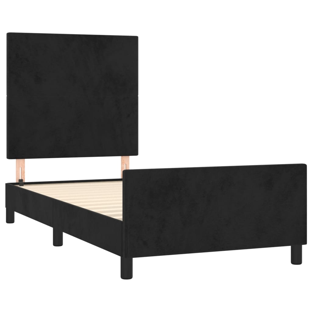 Bed Frame without Mattress Black 107x203 cm King Single Size Velvet