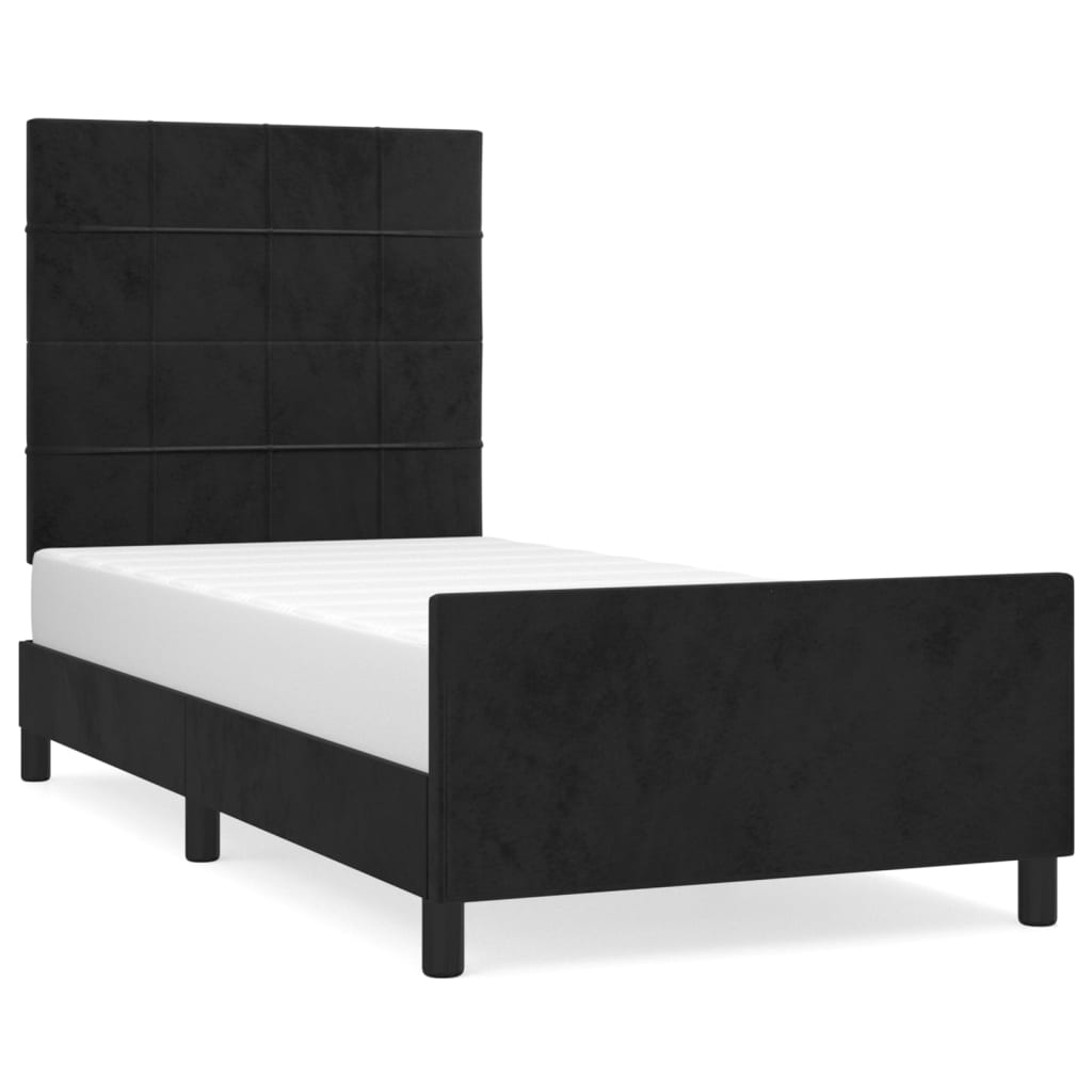 Bed Frame without Mattress Black 107x203 cm King Single Size Velvet