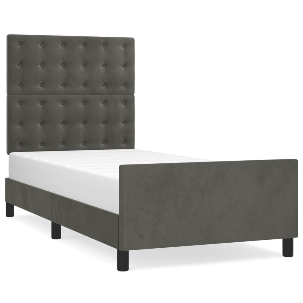 Bed Frame without Mattress Dark Grey 107x203 cm King Single Size Velvet