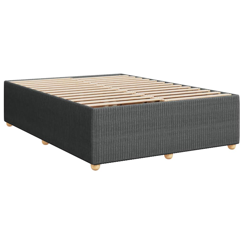 Bed Frame without Mattress Dark Grey Double Fabric