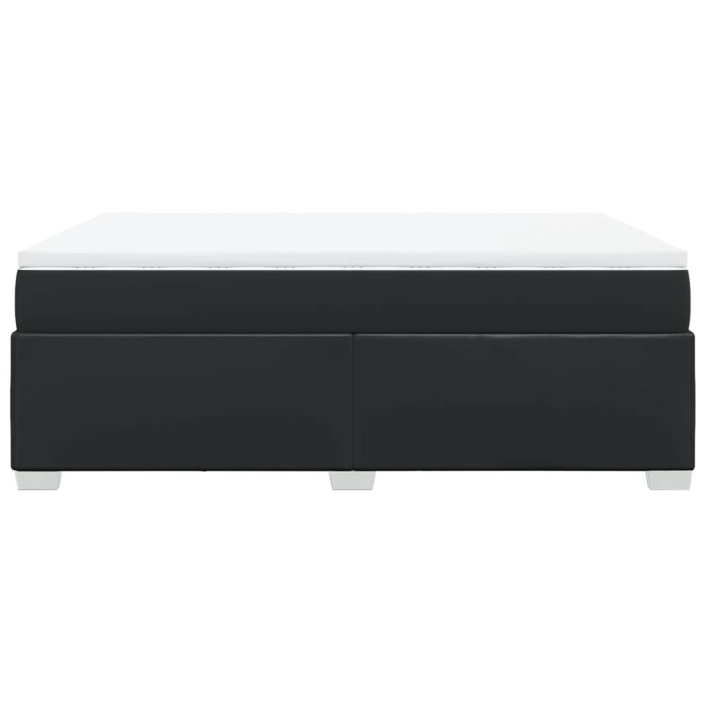 Box Spring Bed with Mattress Black Double Faux Leather