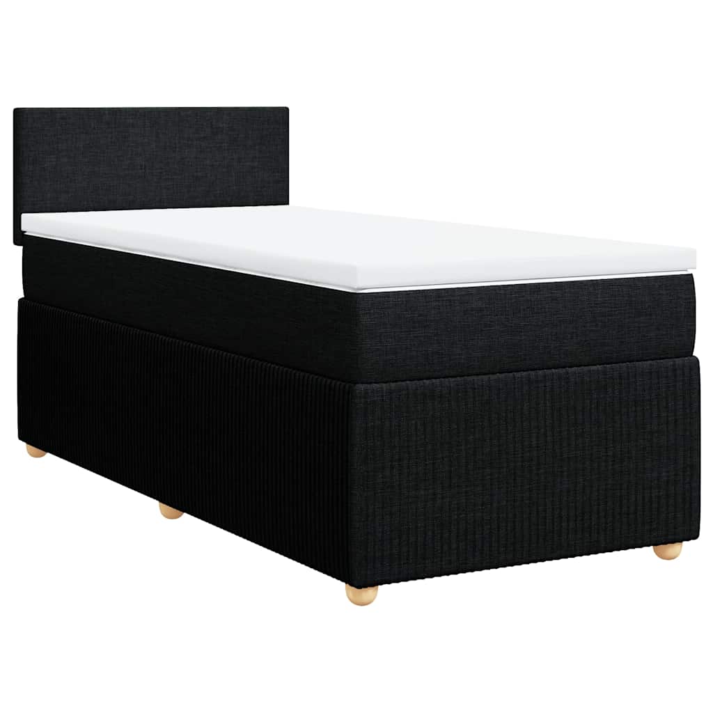 Box Spring Bed with Mattress Black King Single Fabric