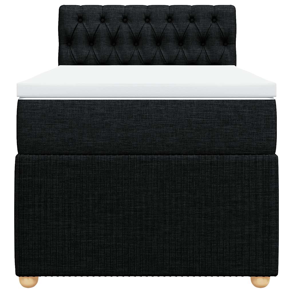 Box Spring Bed with Mattress Black King Single Fabric