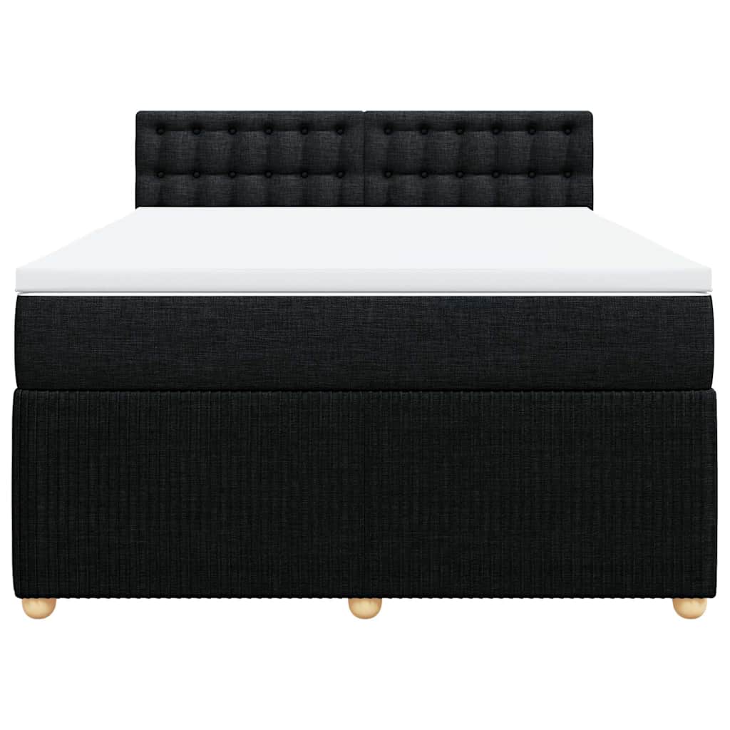 Box Spring Bed with Mattress Black Double Fabric