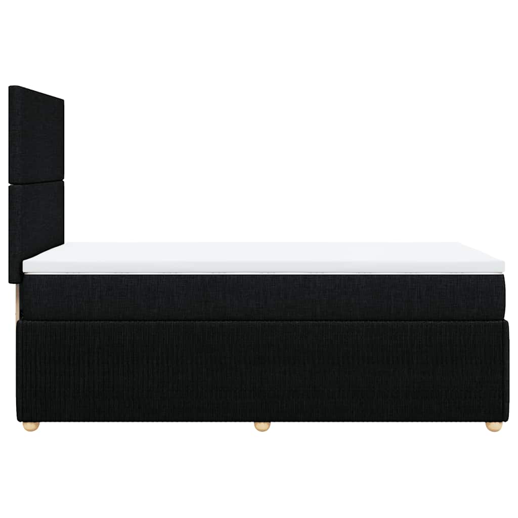 Box Spring Bed with Mattress Black King Single Fabric