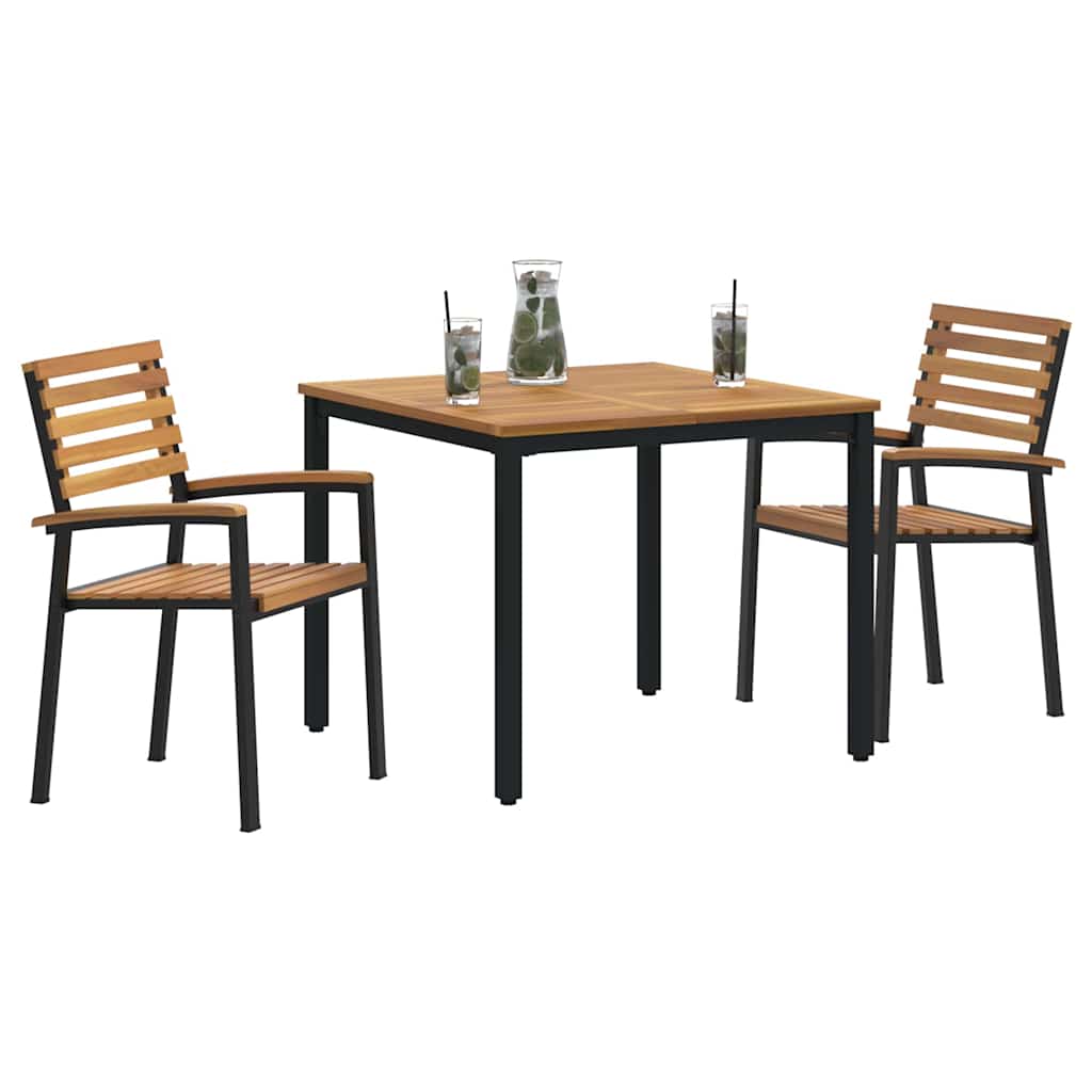 Garden Dining Set 3 pcs Black and brown
