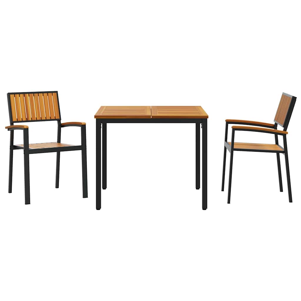 Garden Dining Set 3 pcs Black and brown