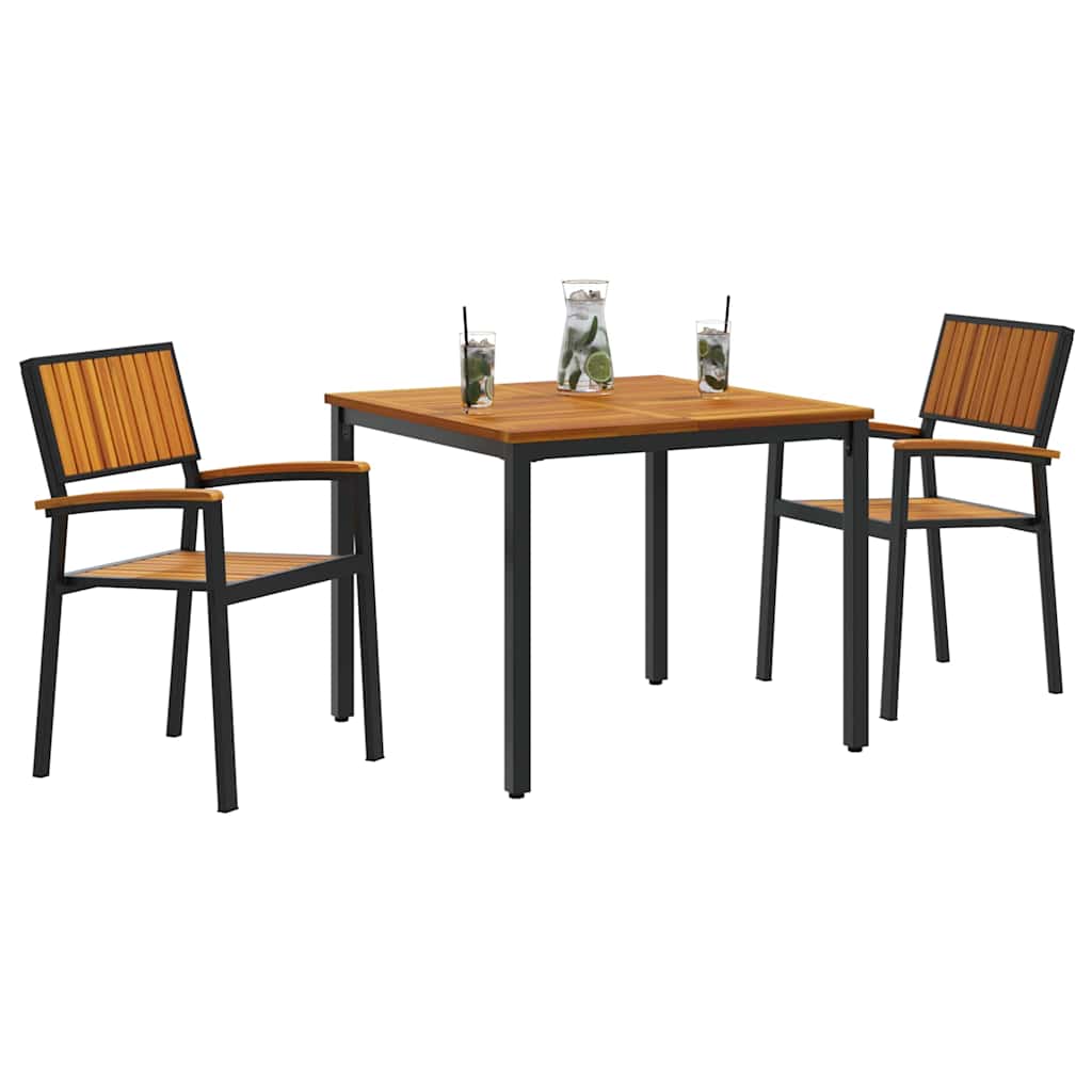 Garden Dining Set 3 pcs Black and brown