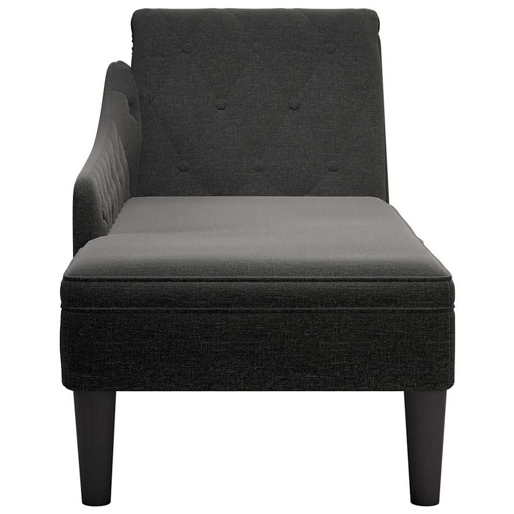 Chaise Lounge with Pillow and Right Armrest Black Fabric