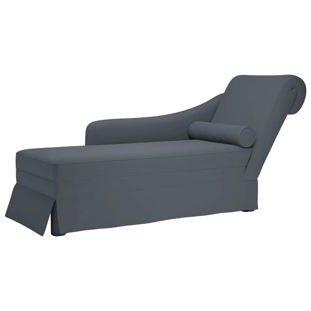 Chaise Lounge with Bolster and Right Armrest Dark Grey Velvet