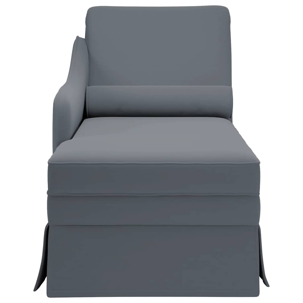 Chaise Lounge with Bolster and Right Armrest Dark Grey Velvet
