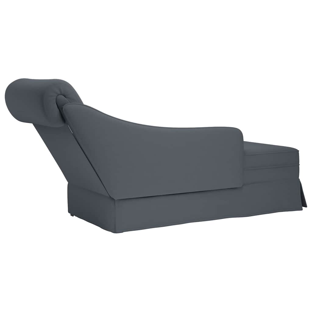 Chaise Lounge with Bolster and Right Armrest Dark Grey Velvet
