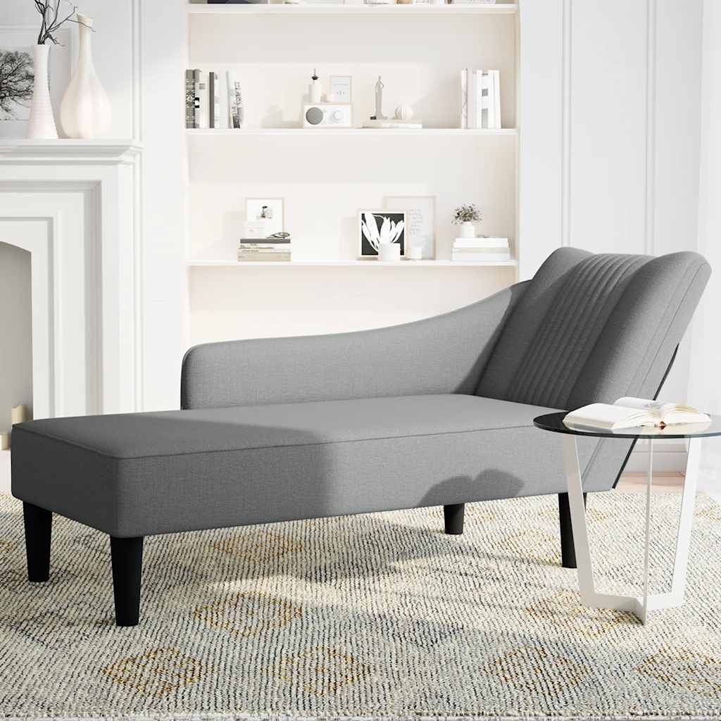 Chaise Lounge with Right Armrest Dark Grey Fabric