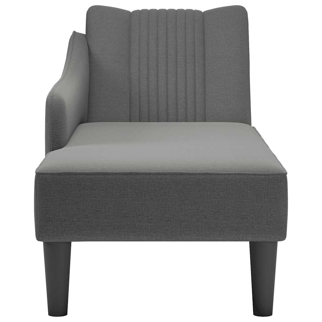 Chaise Lounge with Right Armrest Dark Grey Fabric