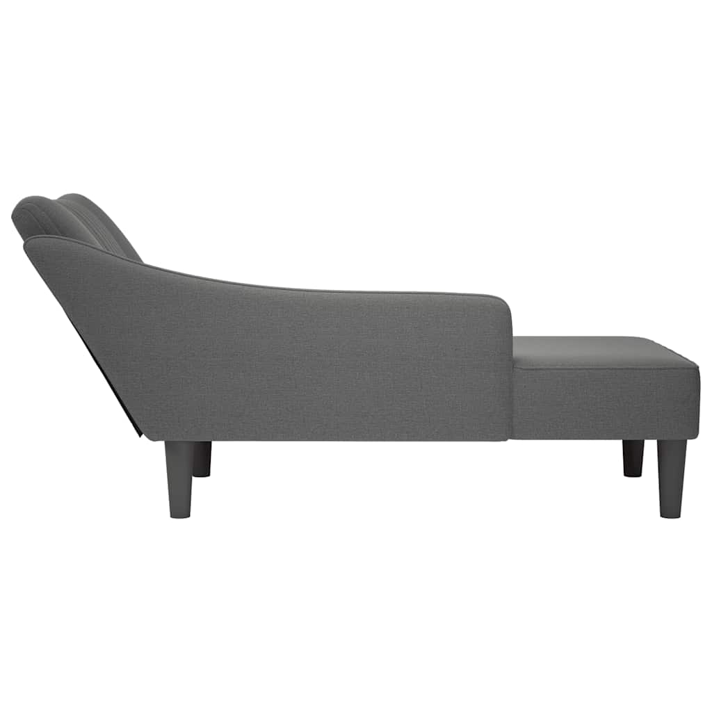 Chaise Lounge with Right Armrest Dark Grey Fabric